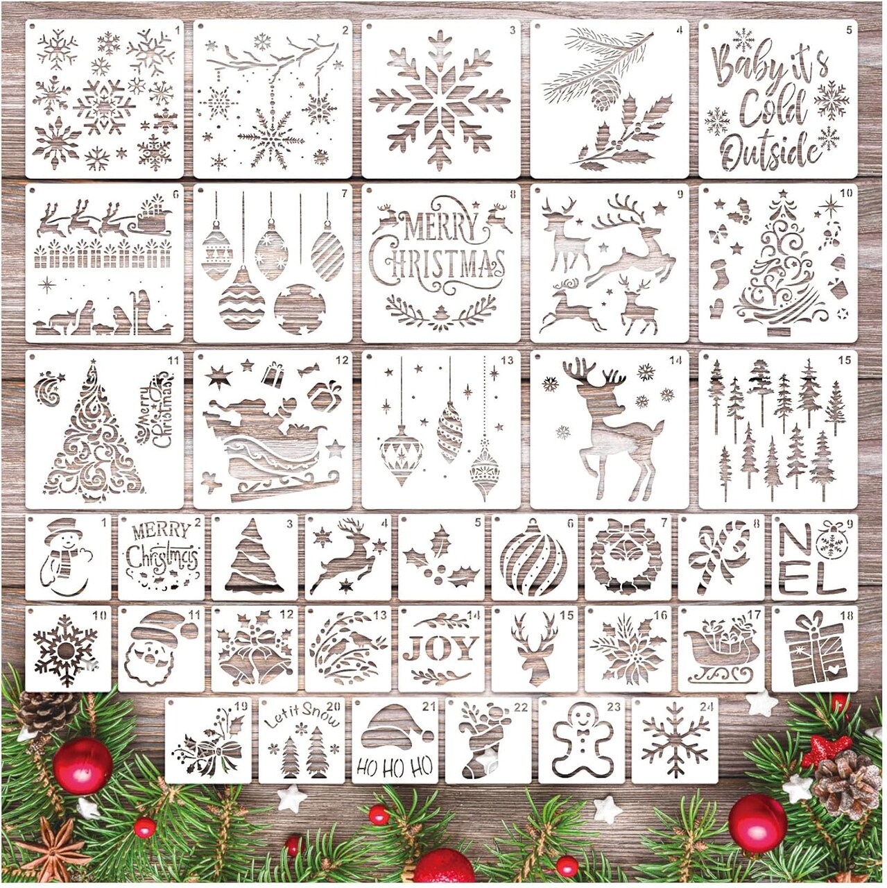 Christmas Stencils for Crafts Ornament Reusable (crafts39) 6"L x 6"W